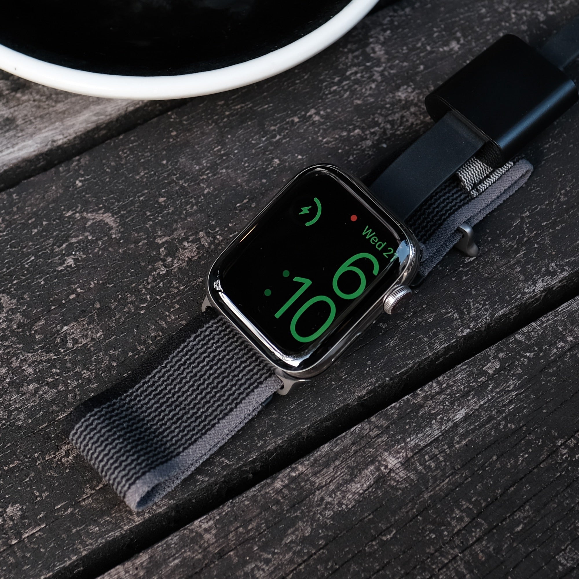 Pin & Buckle Charge Weave Apple Watch Band - Fabric Apple Watch Band with Wireless Charging - Charging