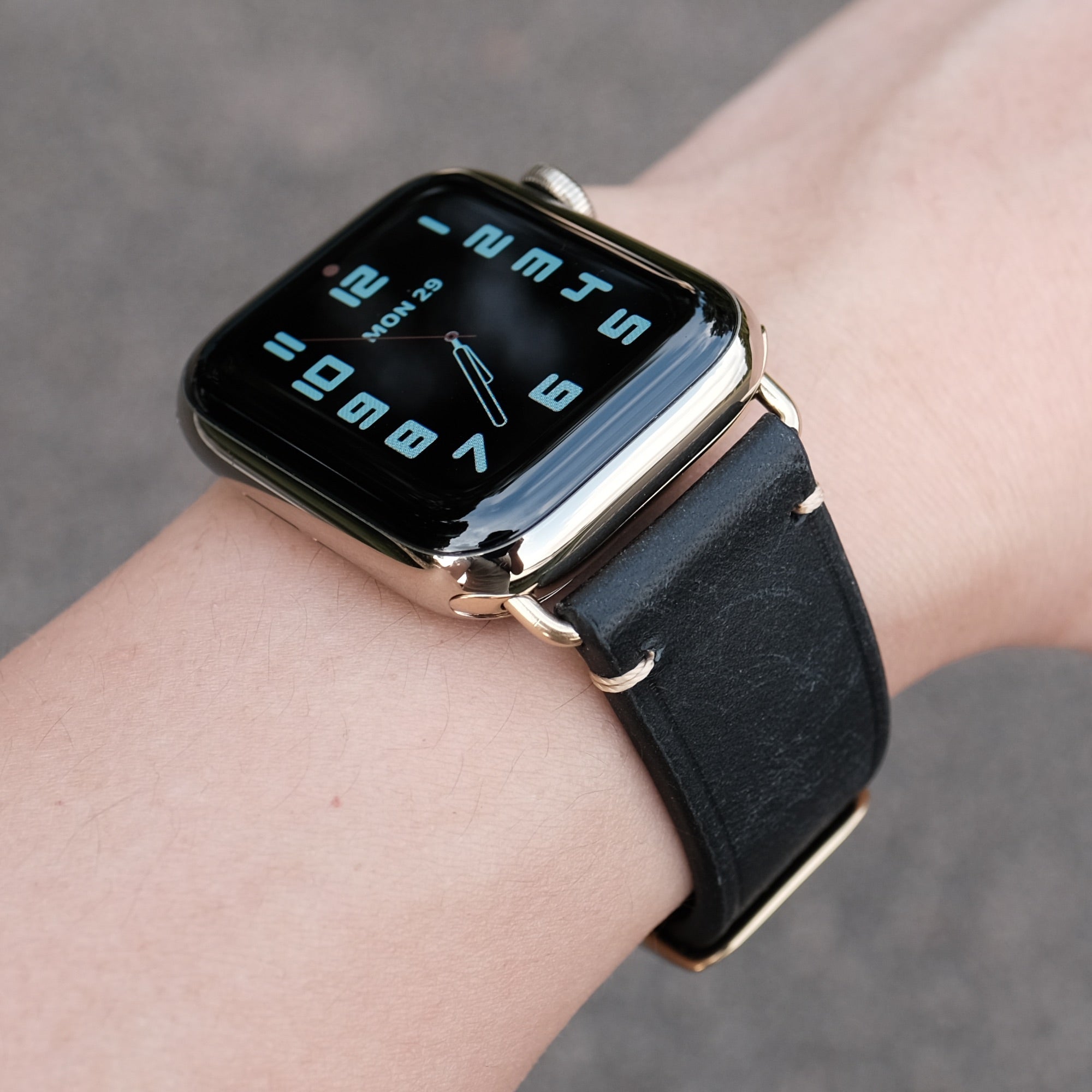 Vintage Leather Apple Watch Band Black