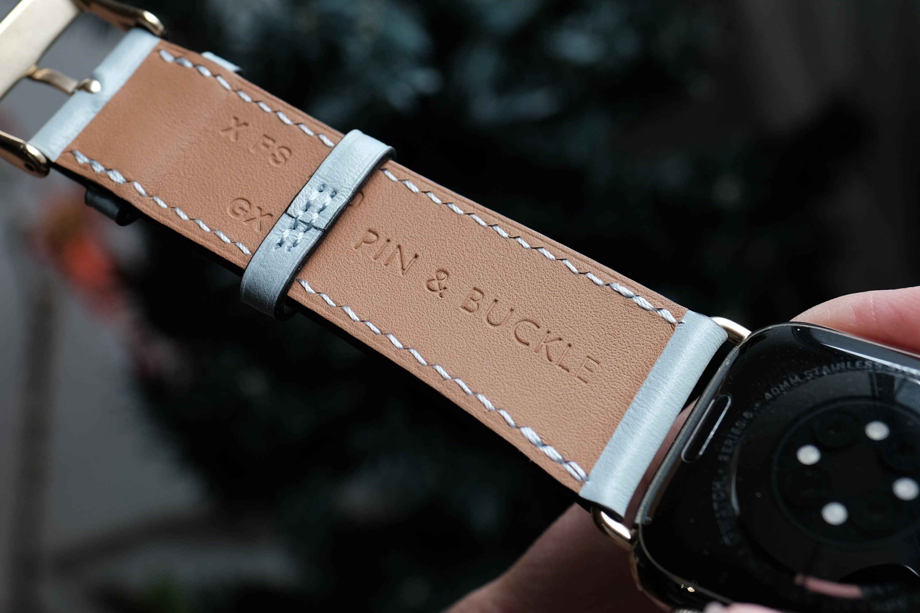 Pin & Buckle - Luxe - Leather Apple Watch Band - Blue Pea - Zermatt Inner Lining - Banner