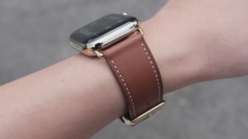 Barenia Leather Apple Watch Bands by Pin & Buckle - Barénia Leather - Tan