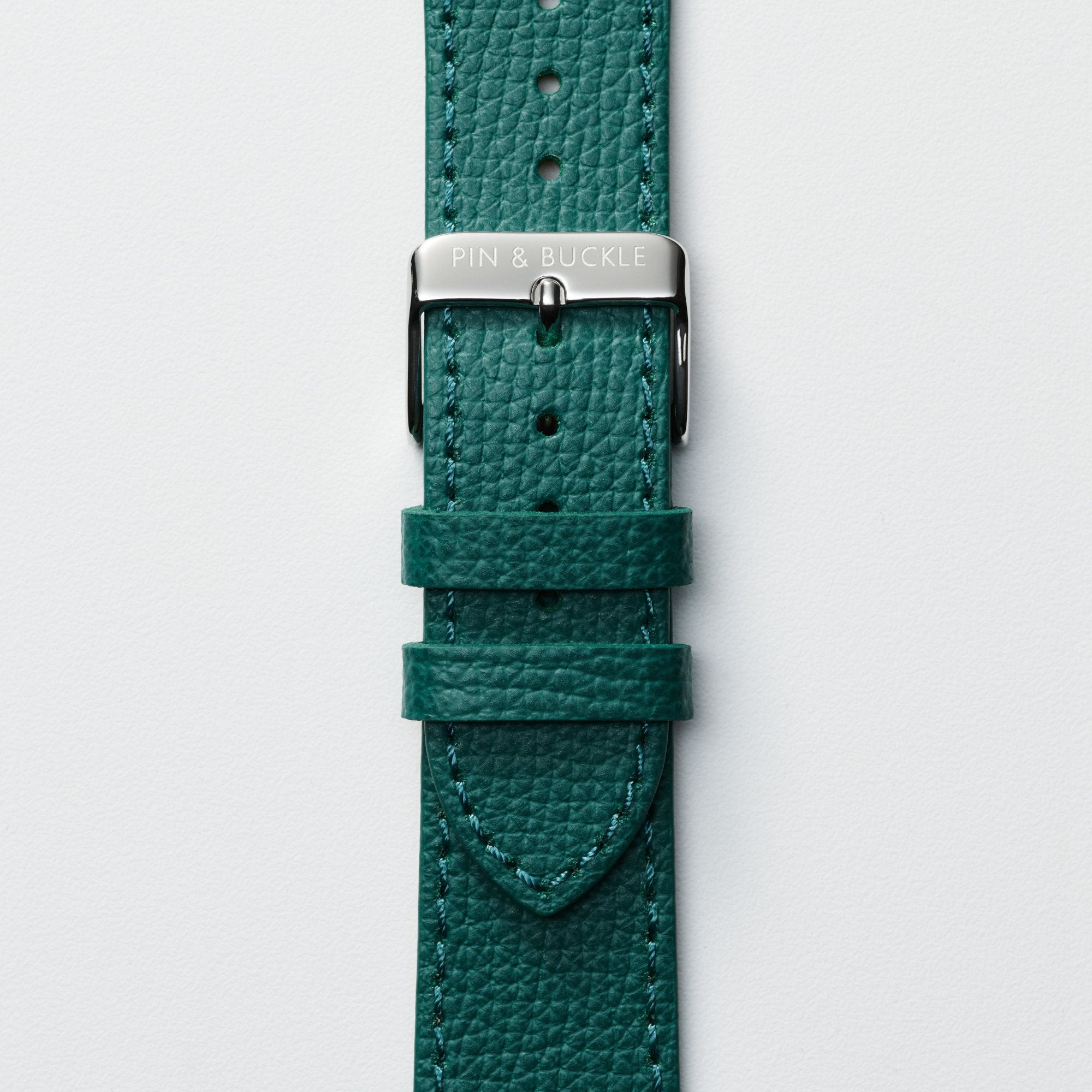 Pin and Buckle Apple Watch Bands - Epsom - Leather Apple Watch Band - Forest Green - Silver