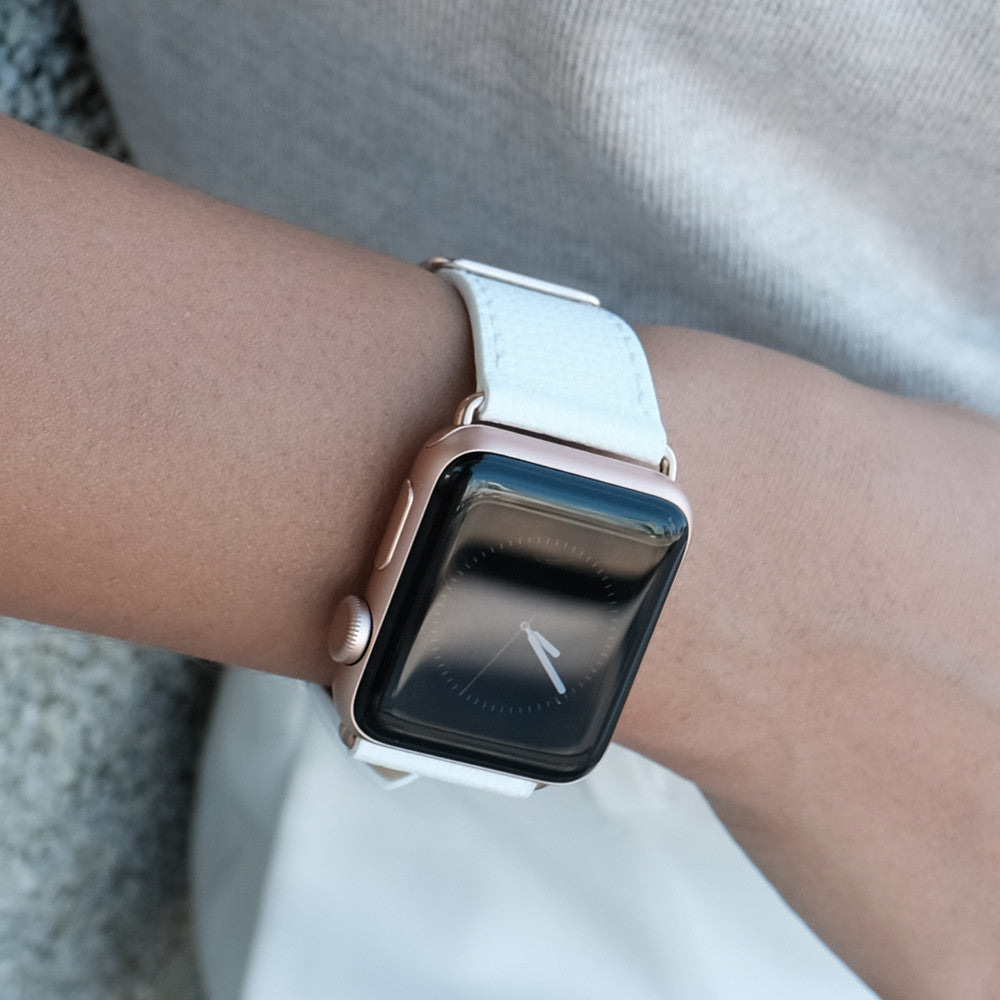 Pin and Buckle Apple Watch Bands - Epsom - Leather Apple Watch Band - Ivory White