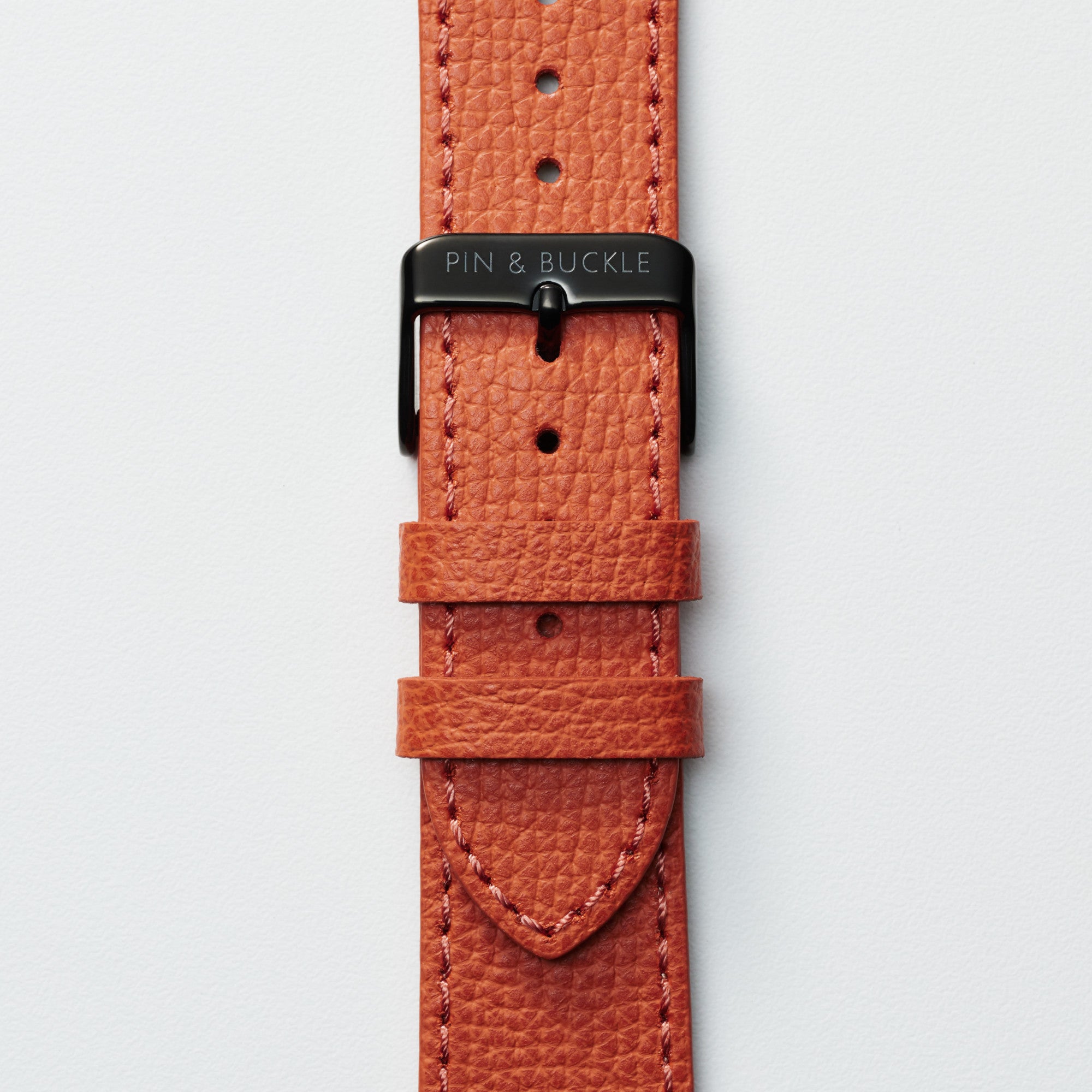 Pin and Buckle Apple Watch Bands - Epsom - Leather Apple Watch Band - Royal Orange - Black