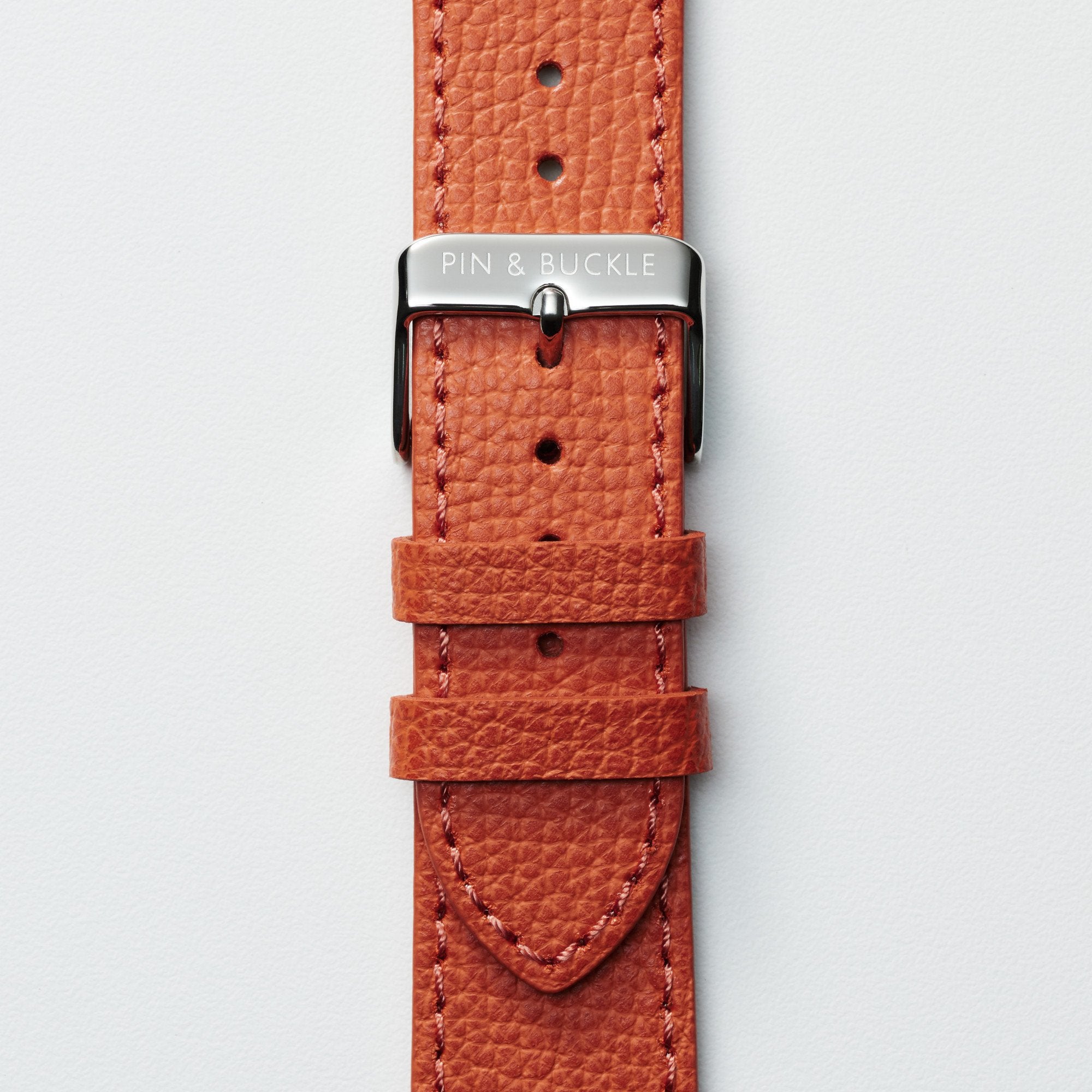 Pin and Buckle Apple Watch Bands - Epsom - Leather Apple Watch Band - Royal Orange - Silver