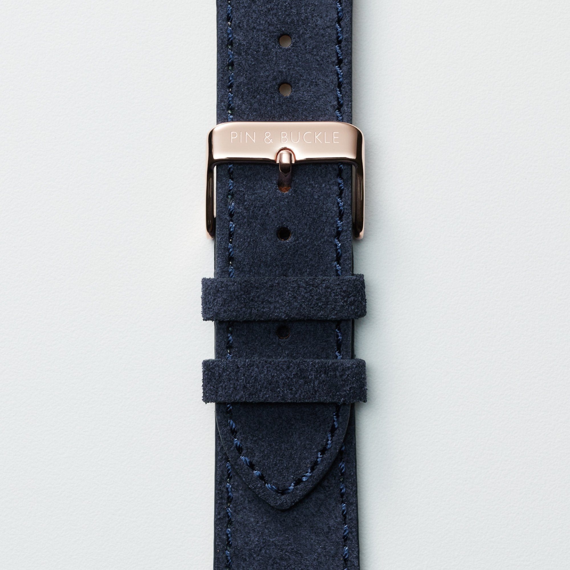 Pin and Buckle Apple Watch Bands - Velour - Suede Leather Apple Watch Band - Azure Blue - Gold