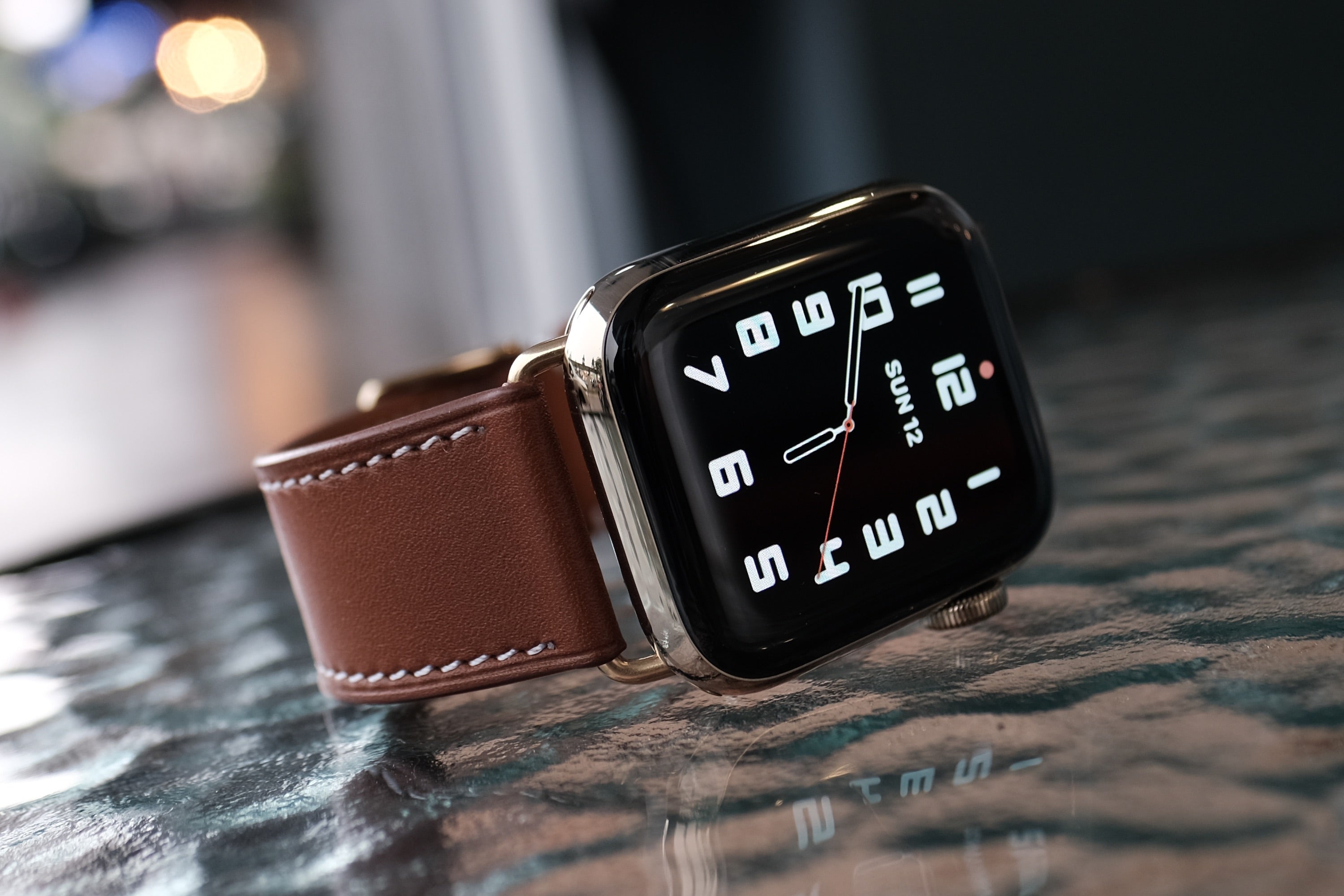 Barenia leather top apple watch strap