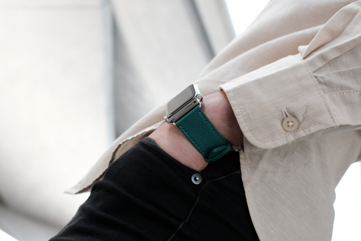 Epsom Leather Apple Watch Bands by Pin & Buckle - Forest Green