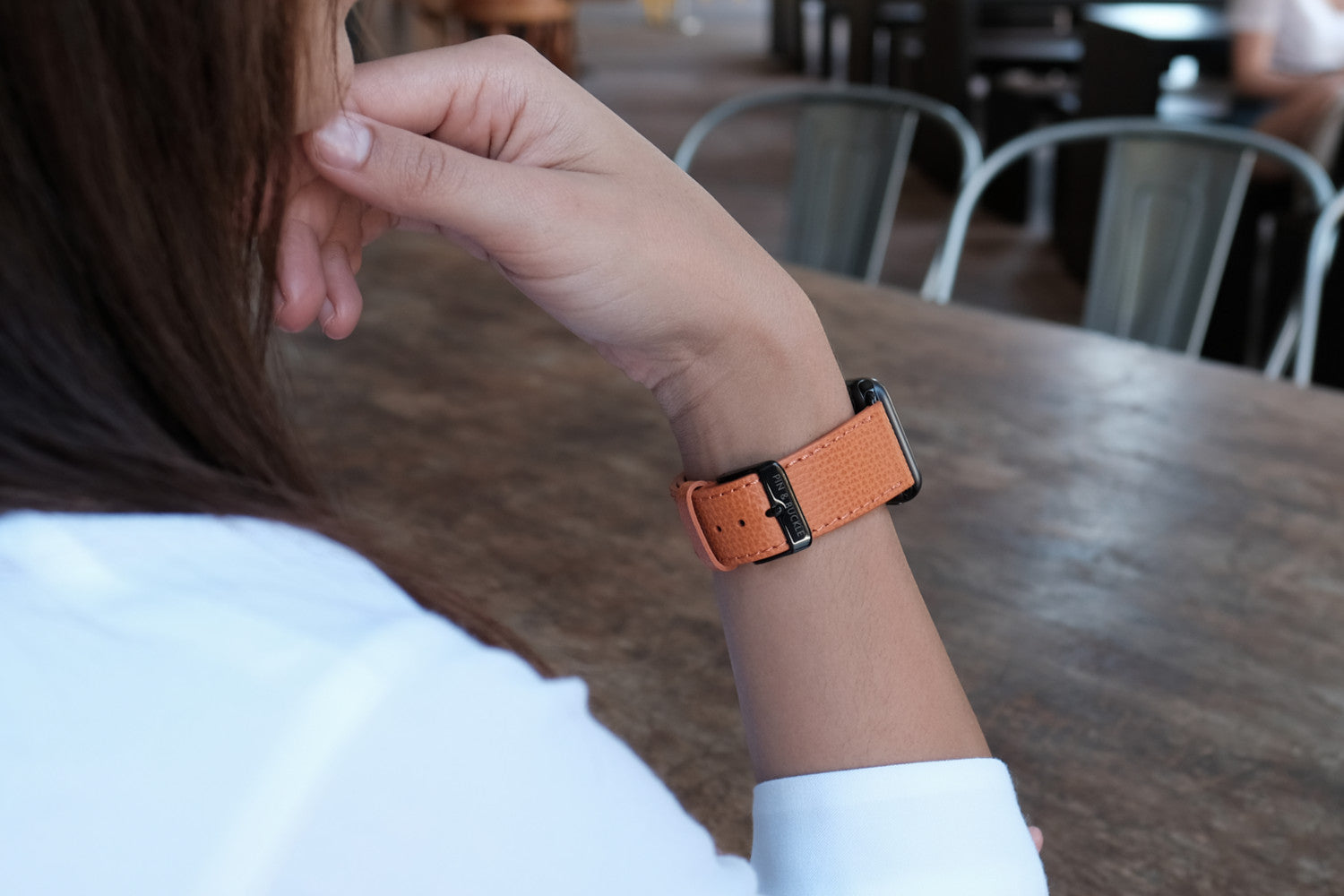 Pin and Buckle Apple Watch Bands - Epsom - Leather Apple Watch Band - Royal Orange