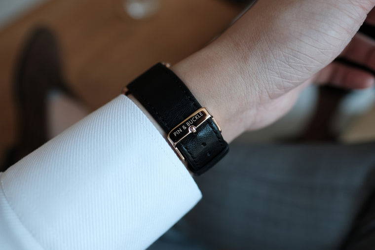 Leather Apple Watch Bands by Pin & Buckle - Luxe - Nero Black
