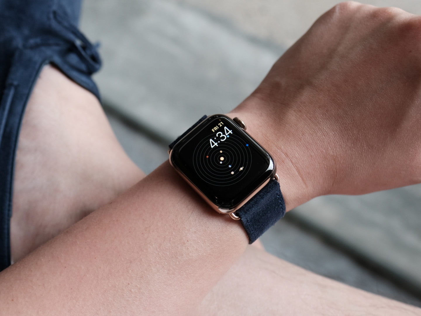 Pin and Buckle Apple Watch Bands - Velour - Suede Leather Apple Watch Band - Azure Blue - Astronomy