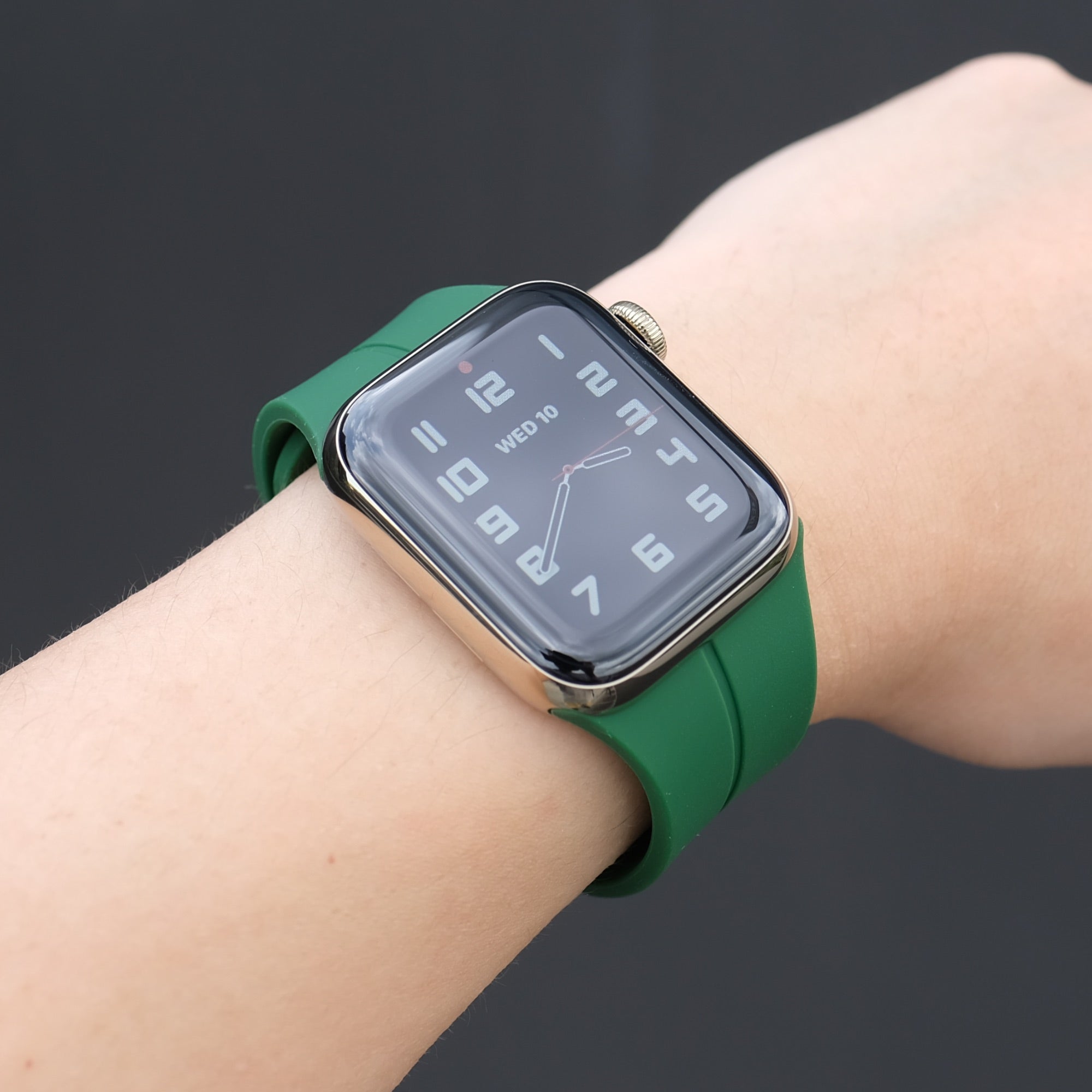 Pin and Buckle - Sport Flex Apple Watch Band - Basil - on Wrist