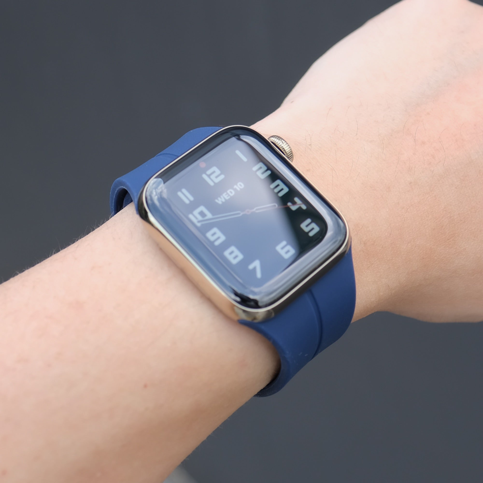 Pin and Buckle - Sport Flex Apple Watch Band - Deep Blue - on Wrist