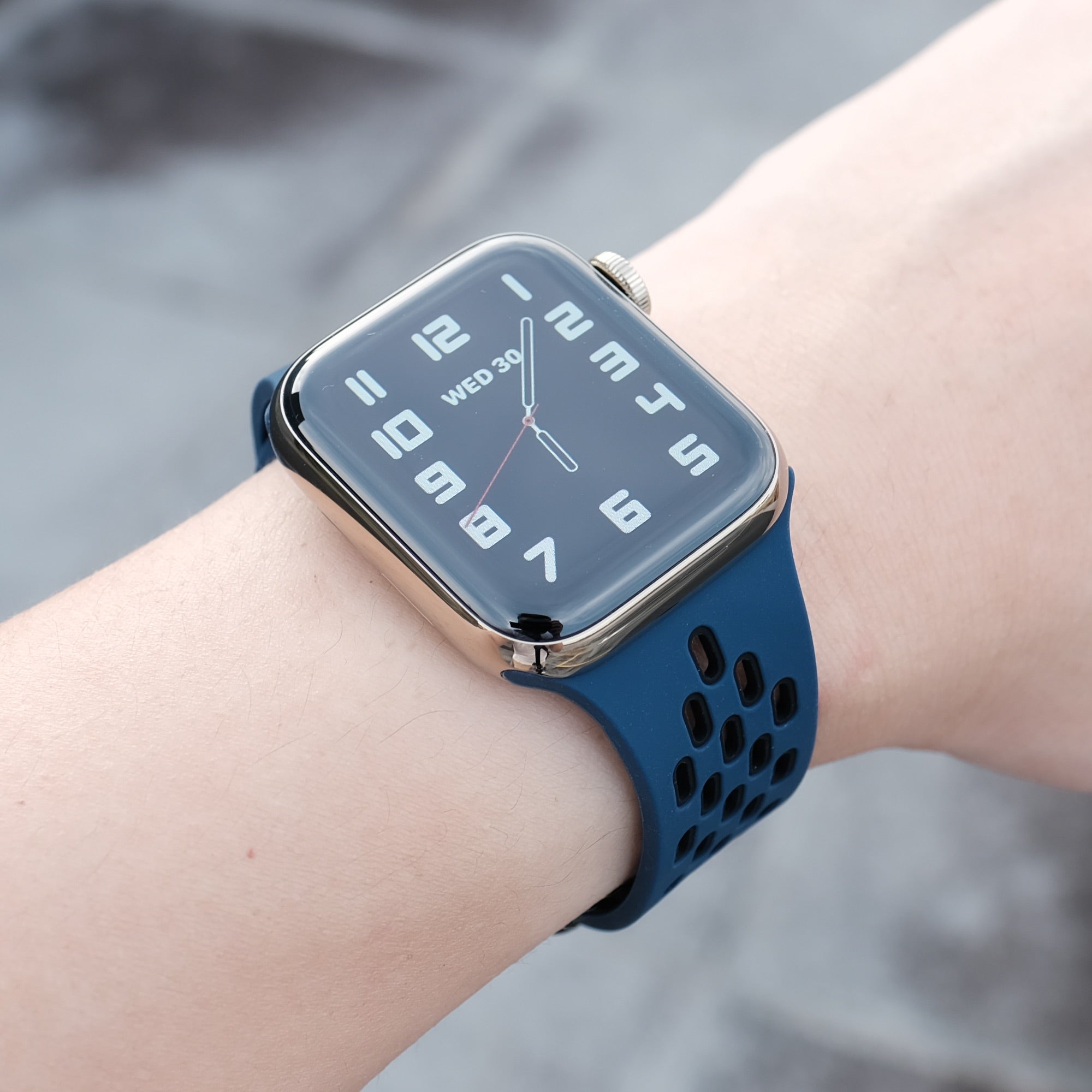 Pin and Buckle - Sport Flex LT Apple Watch Bands - Midnight Blue - on Wrist