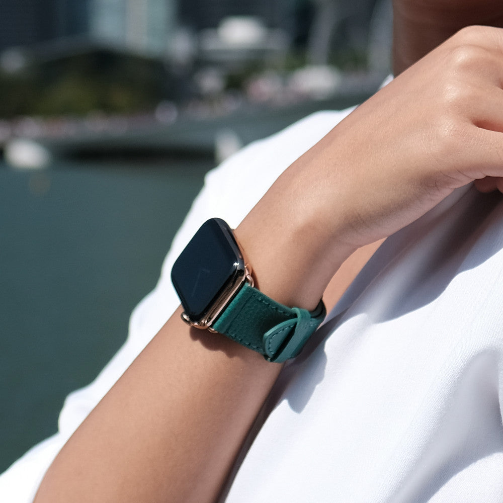 Pin & Buckle  Epsom Leather Apple Watch Band - Forest Green
