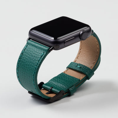 Pin and Buckle Apple Watch Bands - Epsom - Leather Apple Watch Band - Forest Green - Black