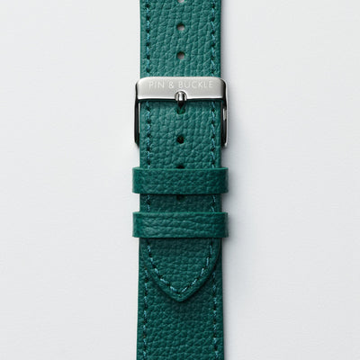 Pin and Buckle Apple Watch Bands - Epsom - Leather Apple Watch Band - Forest Green - Silver