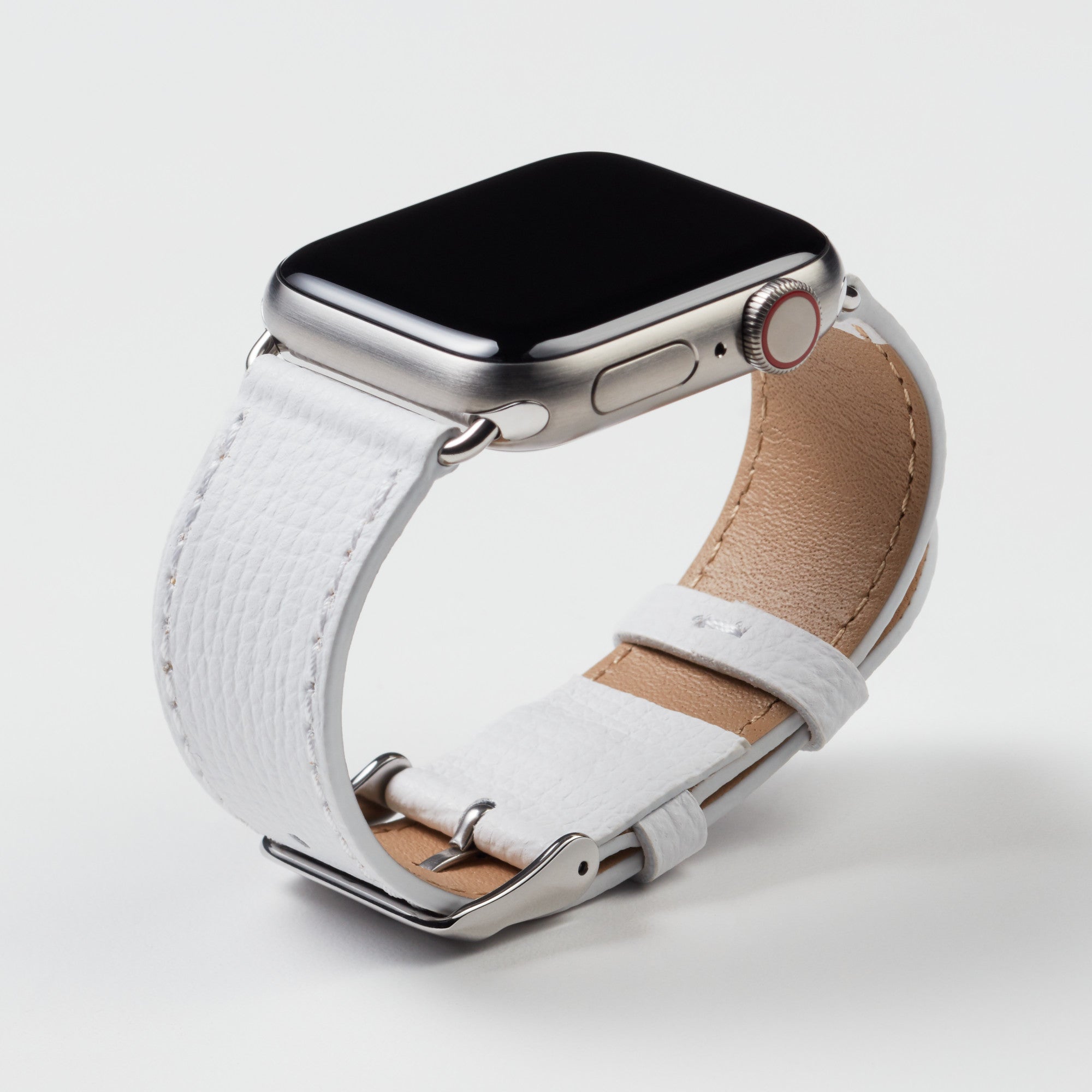 Pin and Buckle Apple Watch Bands - Epsom - Leather Apple Watch Band - Ivory White - Silver