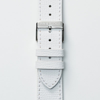 Pin and Buckle Apple Watch Bands - Epsom - Leather Apple Watch Band - Ivory White - Silver
