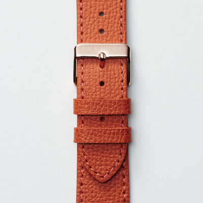 Pin and Buckle Apple Watch Bands - Epsom - Leather Apple Watch Band - Royal Orange - Gold