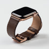 Pin and Buckle Apple Watch Bands - Full Grain Vegetable Tanned Leather - Luxe - Mocha Brown - Gold