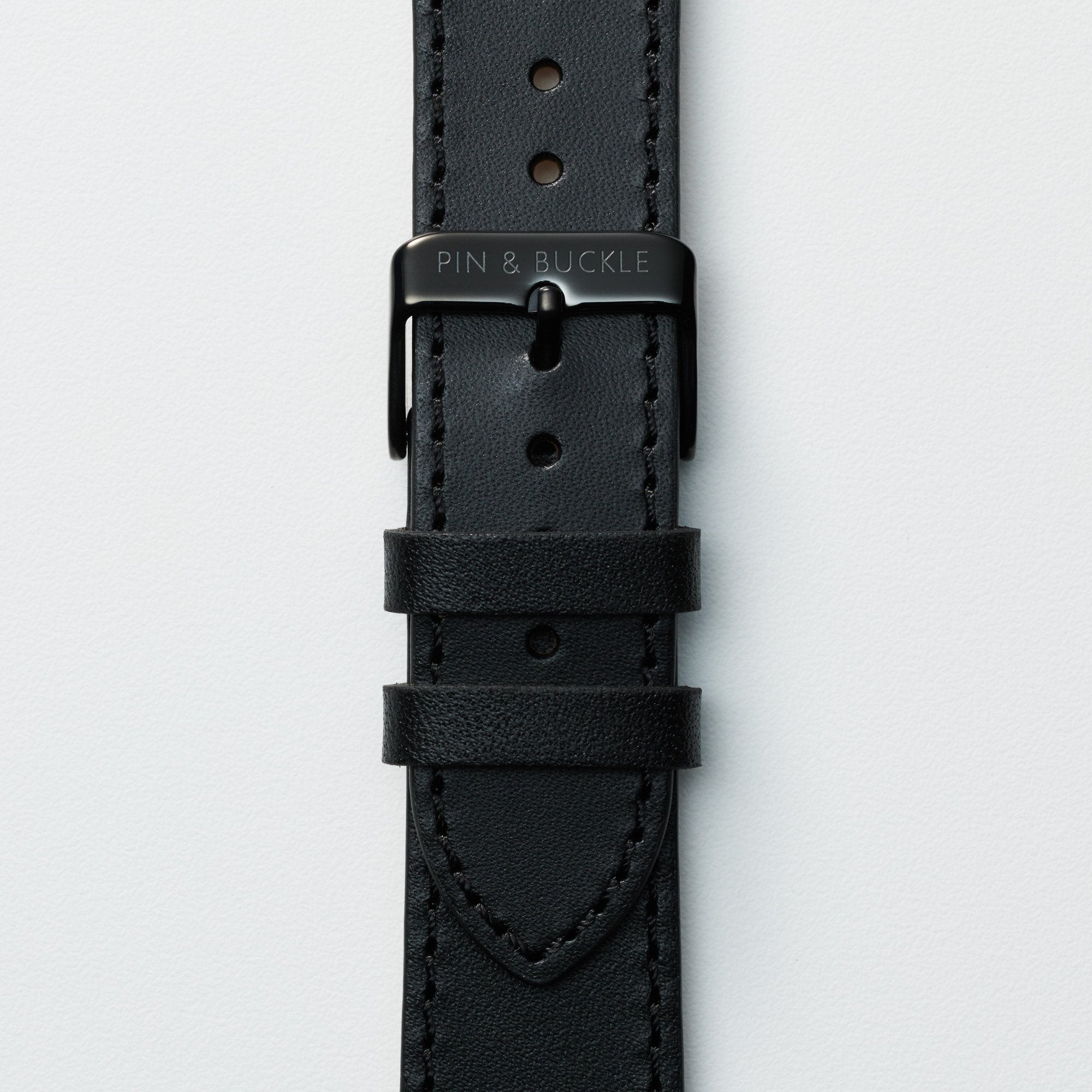 Pin and Buckle Apple Watch Bands - Full Grain Vegetable Tanned Leather - Luxe - Nero Black - Black
