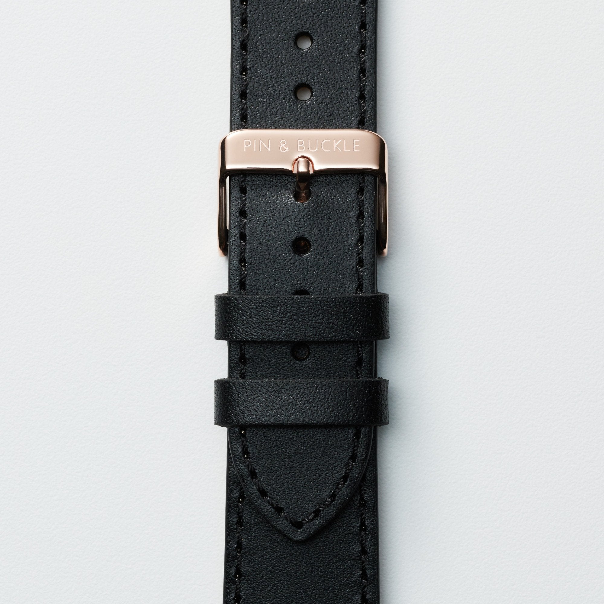 Pin and Buckle Apple Watch Bands - Full Grain Vegetable Tanned Leather - Luxe - Nero Black - Gold