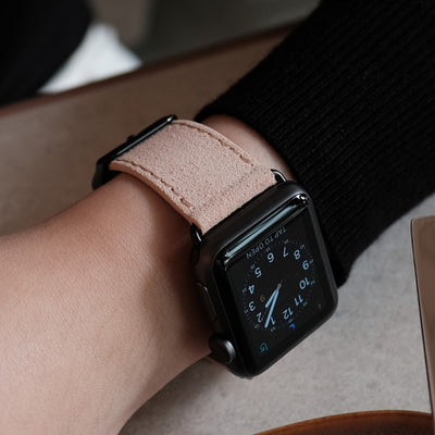 Pin and Buckle Apple Watch Bands - Velour - Suede Leather Apple Watch Band - Peach