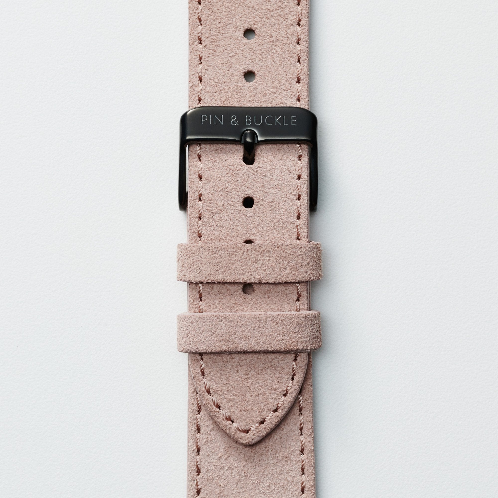 Pin and Buckle Apple Watch Bands - Velour - Suede Leather Apple Watch Band - Peach - Black