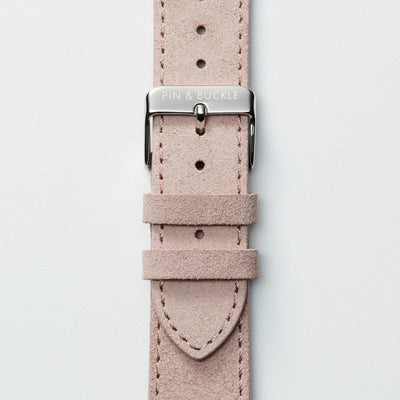 Pin and Buckle Apple Watch Bands - Velour - Suede Leather Apple Watch Band - Peach - Silver