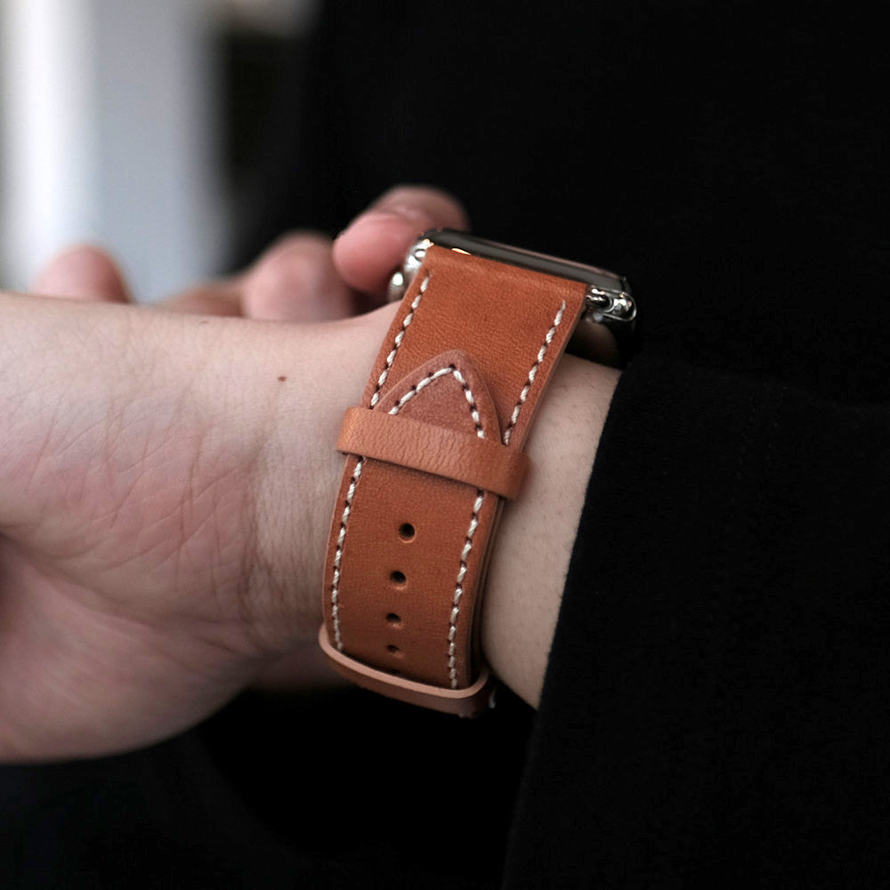 Watch Strap Vegetable-tanned Leather Watch Band in Patina. 