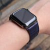 Pin and Buckle - Embossed Full-Grain Leather Apple Watch Bands - Aligator - Midnight Blue - Black