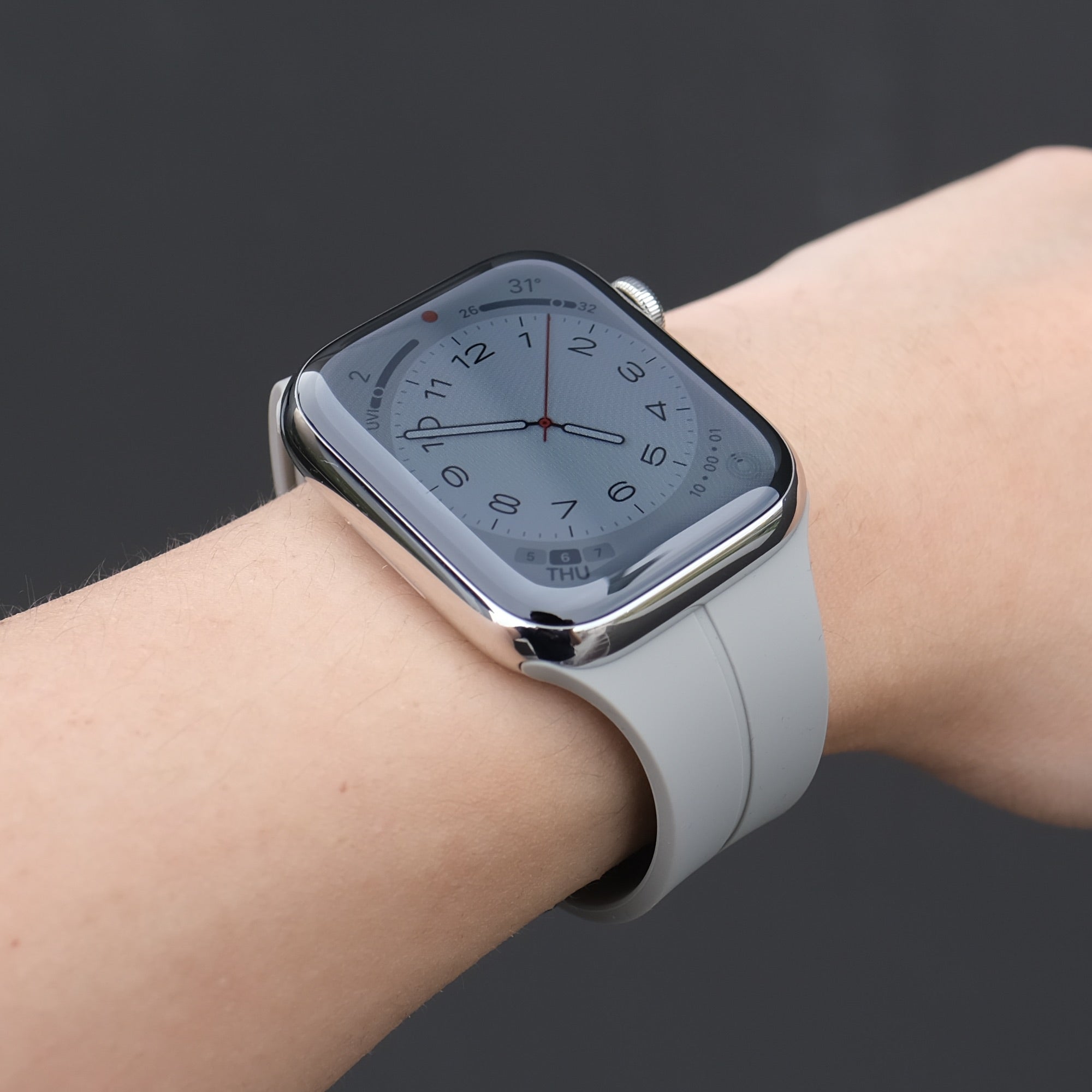 Pin and Buckle - Sport Flex Apple Watch Band - Chalk - on Wrist