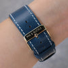 Pin and Buckle Apple Watch Bands - Full Grain Vegetable Tanned Leather - Luxe - Ocean Blue - Gold Series 6 and Gold Series 7 - Buckle