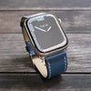 Pin and Buckle Apple Watch Bands - Full Grain Vegetable Tanned Leather - Luxe - Ocean Blue - Silver