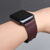 Pin and Buckle Apple Watch Bands - Saffiano - Textured Leather Apple Watch Bands - Bordeaux on Black Stainless Steel