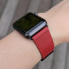 Pin and Buckle Apple Watch Bands - Saffiano - Textured Leather Apple Watch Bands - Crimson Red - Black