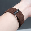 Pin and Buckle Apple Watch Bands - Velour - Suede Leather Apple Watch Band - Chocolate - Silver - Buckle